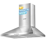 COMFEE' 60 cm Kamin-Dunstabzugshaube Edelstahl Dunstabzugshaube mit LED und Umluft- & Luftführungssystem…