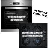 BOSCH Gasherd-Set HERDSETGlasgaskochfeld mit Beko Einbau-Backofen autark 60 cm 3D Kochen